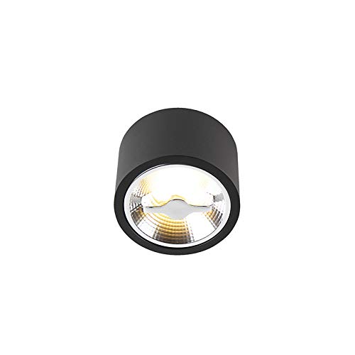 Qazqa - Modern Ceiling Spotlight Black AR111 incl. LED - Expert- - Modern G53 | 1 Way Light - Aluminium Surface-Mounted spotway Light - Suitable for Living Room I Kitchen I Bedroom I