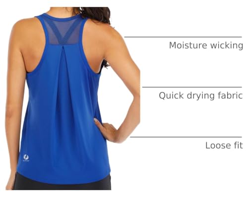 Image of ICTIVE Workout Tops for Women Loose Fit Racerback Mesh Backless Muscle Tank Running Shirts