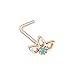 Sparkling Ornate Lotus L-Shape Nose Ring (Sold Individually) (Rose Gold)