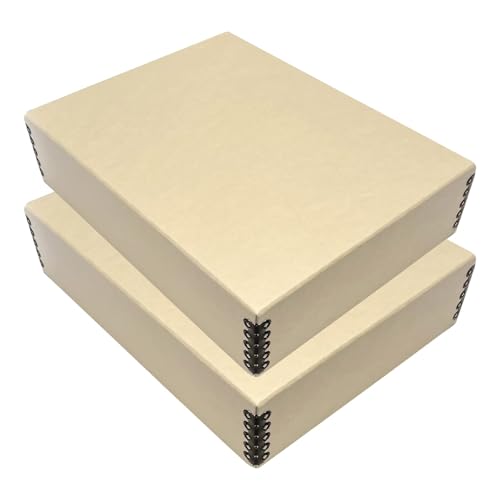 Lineco, 9x12 Tan Color Museum Archival Storage Box, Drop Front Design. Acid-Free with Metal Edge...