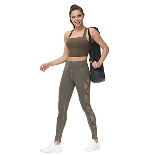 Image of romansong Strappy Yoga Sports Bras for Women Padded Criss-Cross Back Tank Tops