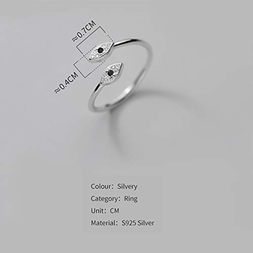 Black Evil Eyes Thin Line Sterling Silver Asymmetric Small Wrap Open Rings for Women Adjustable CZ Engagement Promise Statement Dainty Crystal Knuckle Finger Rings Her Sister4