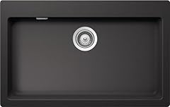 SCHOCK | Lavello Cucina Primus N100XL 1 Vasca XL con banco Rubinetteria, Materiale Cristalite®, Nero Assoluto, 790x500mm