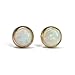 Kathy Bankston Handmade Opal Stud Earrings in 14k Gold Fill, 4mm Round Bezel Simulated Opals for Women