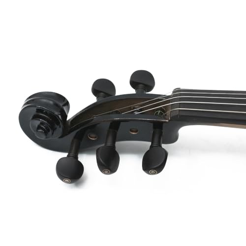 Image of Acoustic Electric Violin 4 /4 Full Size, 5 string Solid Maple Spruce with Ebony Fittings, Free Case and Bow, Beginner Kit for Adults (Black)