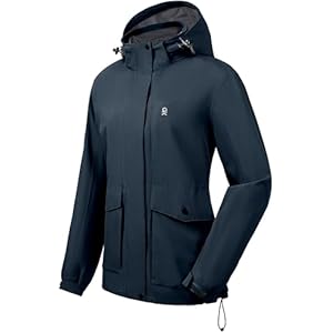 Little Donkey Andy Womens Waterproof Rain jacket with Hood Lightweight Windbreaker Raincoat Shell for Camping Hiking