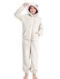 COZYPOIN Unisex Kids Fleece Jumpsuits Girls Fuzzy Hooded Rompers Zip Up One...