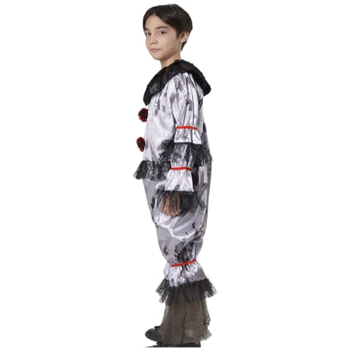 Disfraz de payaso aterrador infantil unisex gris miniatura 5