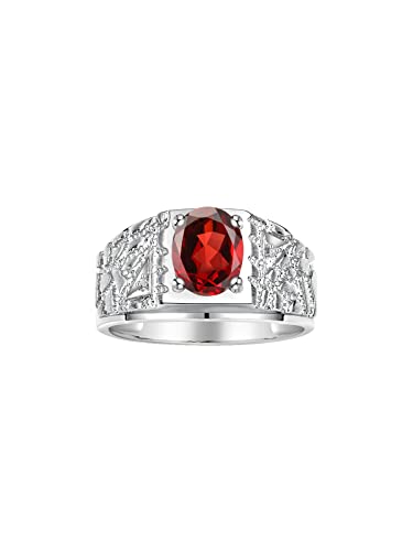 Image of Rylos Men's Rings Designer Nugget Ring: Oval 9X7MM Gemstone & Sparkling Diamonds - Color Stone Birthstone Rings for Men, Sterling Silver Rings in Sizes 8-13. Mens Jewelry