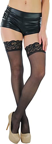 Image of ToBeInStyle Women's Sheer Banded Thigh High Socking w /Opaque Band