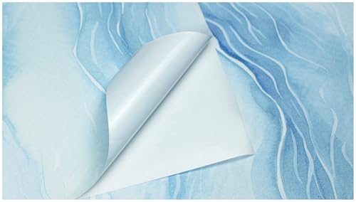 HAOKHOME Peel and Stick Wallpaper Wave Wall Paper Coastal Removable for Bathroom Blue Contact Paper 17.7in x 9.8ft by HAOKHOME - Image 5