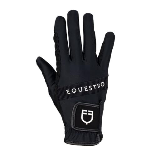 Equestro Handschuhe aus technischem Gewebe mit Logo Multicolor 7, Schwarz-Weiß