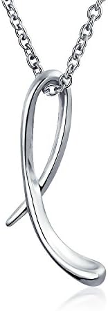 Bling Jewelry Personalize ABC Script Letter Alphabet Pendant Initial Necklace for Teen Women 14K Gold Plated 925 Sterling Silver