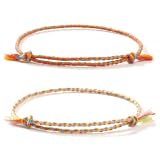 Set di 2 Bracciali Uomo Estivi e Donna - Bracciale Uomo Corda Intrecciata a Mano per Mare e Surf - Braccialetti Amicizia in Cotone Regolabili, Stile Boho Hippie, Giallo e Arancio, 28cm