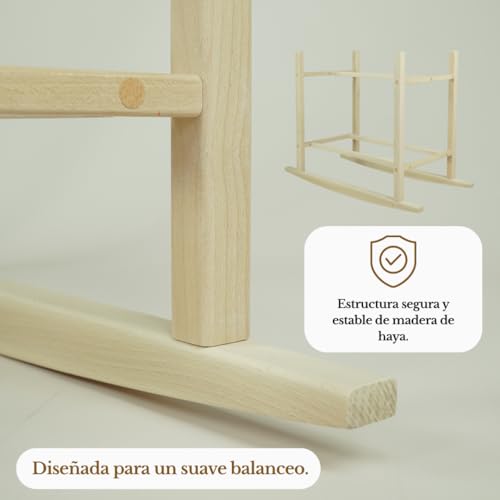 Miniatura 6 de Wiklinopol Moisés Bebé Oliwia Ii Minicuna De Mimbre Con Soporte De Madera Set Completo Con Colchón Y Ropa De Cama De Muselina Beige, Transpirable, Lavable E Hipoalergénica