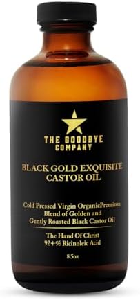 The Goodbye Company Black & Gold Castor Oil Blend – Cold-Pressed & Unrefined – Pure Hexane-Free Oil for Hair, Skin, Body, Eyelashes & Eyebrows