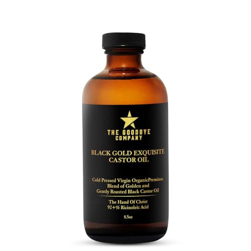 The Goodbye Company Black & Gold Castor Oil Blend – Cold-Pressed & Unrefined – Pure Hexane-Free Oil for Hair, Skin, Body, Eyelashes & Eyebrows