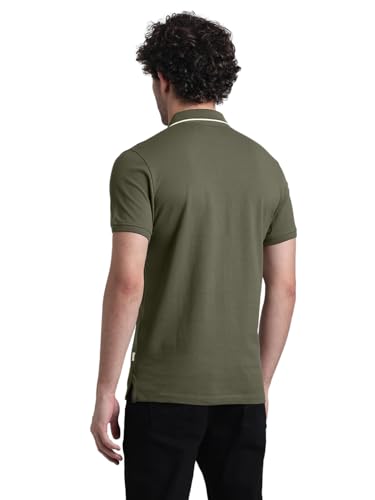 Image of Jack & Jones Men Solid Polo Collar Cotton Slim Fit T-Shirt