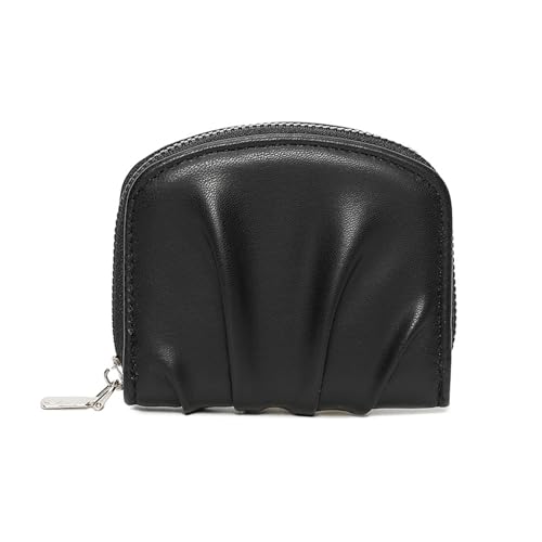 Soft Leather Zipper Zero wallet With Card Slots for Women Black