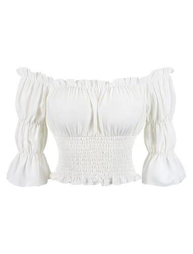 OBEEII Damen Viktorianische Bluse...