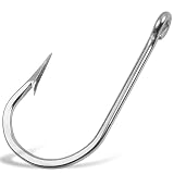 Ganchos de pesca de acero inoxidable, anzuelos de atún de agua salada, anzuelos de pesca de gran tamaño gigante, tiburón, bagre, 8 unidades, anzuelos forjados, aparejos de pesca con caja 9/0