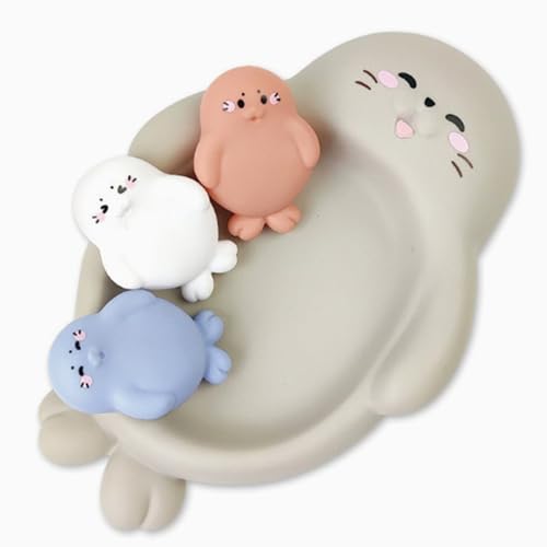 Juguetes de baño para bebés con Sello Suave, Juguete Flotante con diseño de Animales para niños pequeños, Lindo Juego de Juguetes con Sello para bañera para Juegos sensoriales y diversión en el Agua