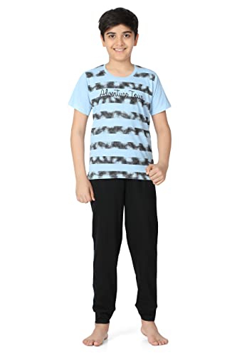 Image of Kids Night Suit for Boys - Cotton Set of Pyjama & T-Shirt Sleepwear - Lightweight & Comfortable Night Wear for Kids