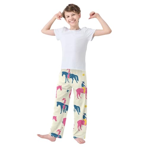 Cowboy Horse Boys Pants Boys Athletic Pants Long Pant for Boywith Pockets Wide-Leg Size 6-14Y3