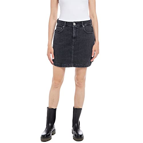 REPLAY Falda para Mujer W9902, 097 Gris Oscuro, 25, 097 Dark Grey