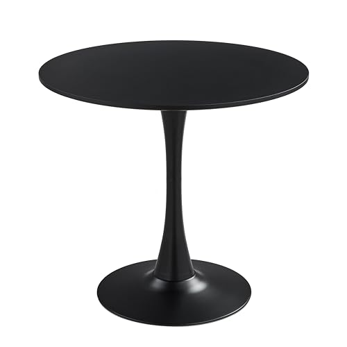 HFFAIWM Modern Round White Top Table Simple Leisure Dining Table Nordic Coffee Table Milk Tea Negotiating Table Tulip Balcony Small Round and Chairs (Size: 60 cm, Colour: Black)