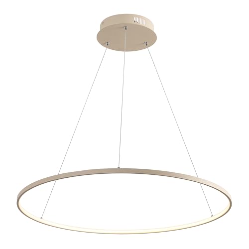 JONATHAN Y JYL7220H Brice 35' Modern Contemporary Metal Round Dimmable Integrated LED Pendant Minimalist, Vintage, Industrial, Kitchen, Living Room, Hallway, Bedroom, Dining Room, Beige