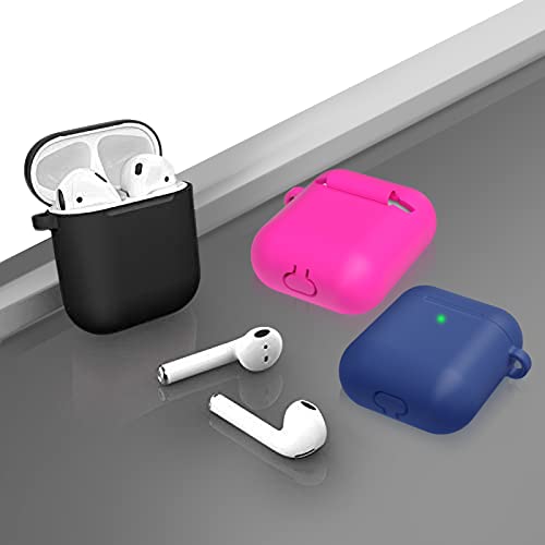 Compatible With Airpods Case Cover Silicone Protective Skin For Airpods Case 2&1 (2 Pack) Rose Red/Navy Blue #TOP6