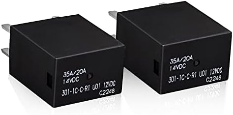 301-1C-C-R1 U01 12VDC Relay - (Set of 2), 5 Pins Automotive Relay SPDT, Multifunctional Relay 12VDC 20A