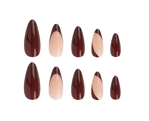 Nail HQ Press On Nails - Almond Chocolate Envy Nails, 24 Durable Glossy Finish False Nails for Salon-Quality Manicure at Home - Image 2