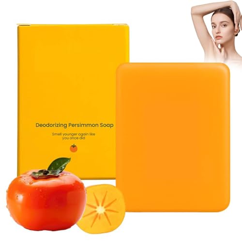 Jabón Natural de Caqui, para la Limpieza y el Cuidado de la Piel del Rostro y el Cuerpo, para eliminar el olor corporal para hombres y mujeres, hidratante, jabón de baño blanqueador
