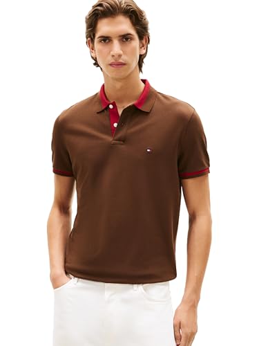 Image of Tommy Hilfiger Men's Short Sleeve Casual Polo Shirts in Regular Fit with Stretch and Contrast Collar Designs