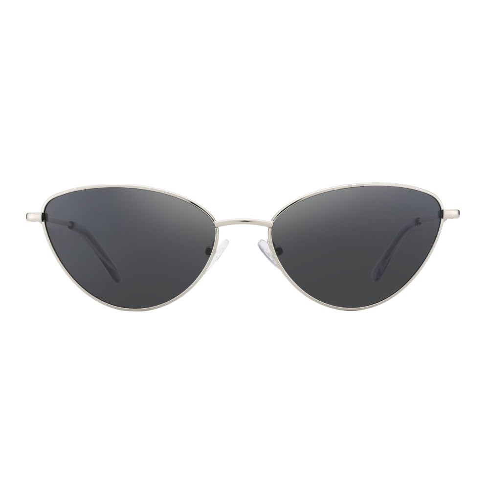 Damen-Sonnenbrille, Vintage-Stil, klein, Katzenauge, schmaler Metallrahmen, polarisierte Sonnenbrille, UV400-Schutz für Frauen