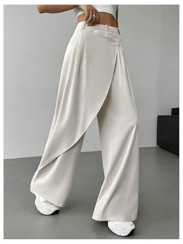 Floerns Women's Wrap Front Wide Leg Pants High Waist Dressy Casual Office Trousers2