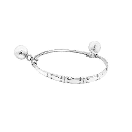 Aeravida Traditional Thai Custom Engraved .925 Sterling Silver Jingle Bell Anklet For Women Daily Fashion Wear | Sterling Silver Bracelet For Anniversary Jewelry Gift | Traditional Anklet #TOP1