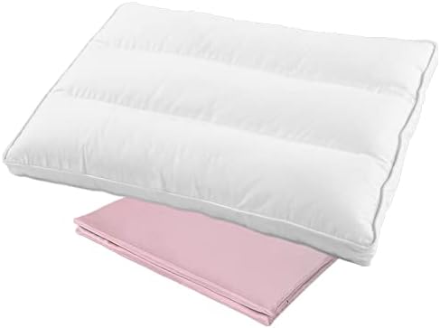 Baby Toddler First Pillow - 48 x 33cm Cot Pillow with Pillowcase for Boys Girls Sleeping - Ergonomic Sleep Neck Pillow - Three-Dimensional Head Pillow- 100% Cotton Soft Baby Pillow for Cot Bed Travel