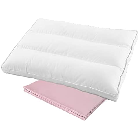 Toddler Pillow with Pillowcase, Breathable 3D Soft Organic Cotton, Kids Pillow for Sleeping - Boy Girl Small Pillow - Perfect for Travel, Toddler Cot, Crib, Bedding Sets (Pink, 13x18 inch) Cover