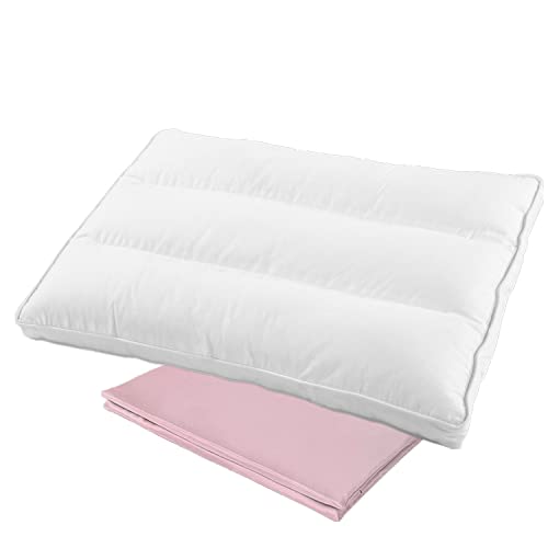 Aisawate Child Toddler First Pillow - Ergonomic Sleep Neck Support With Pillowcase for Boys Girls - Three-Dimensional Head Cushion for Cot Bed Travel - 100% Cotton Soft