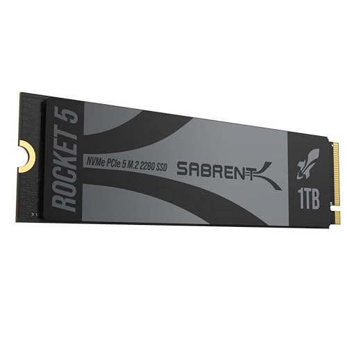 SABRENT Rocket 5 1TB Gen5 NVMe SSD – PCIe 5.0 M.2 2280 Internal SSD, Up to 14GB/s & 2.3M IOPS, DirectStorage Ready, Low-Power Design, Heatsink Compatible - (SB-RKT5-1TB)