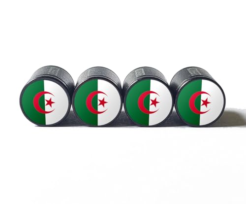 Algeria Algerian Flag Tire Valve Stem Caps - Set of Four - Fits on All Vehicles