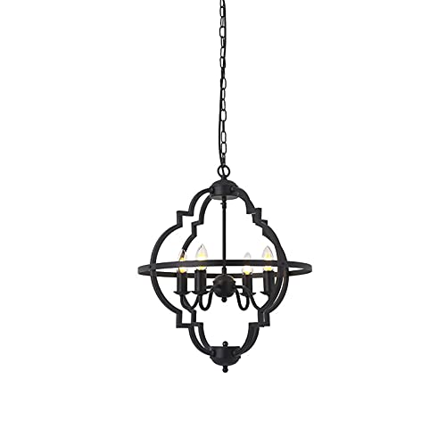 GONGKAI Lámpara de araña de Estilo Industrial Creativo Americano, E14, Estilo nórdico de Hierro, Estilo Retro, Color Negro, para Sala de Estar, Dormitorio, Comedor, Pasillo, Cocina, escale