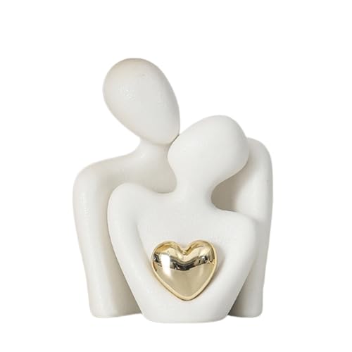 ZYOMVUN Coppia di Innamorati Statua, Romantica Scultura Moderna Dorato Cuore Design, Soprammobili Moderni, Piccola Decorazioni Casa, Scultura d'Amore, Regalo Anniversario Matrimonio Figure