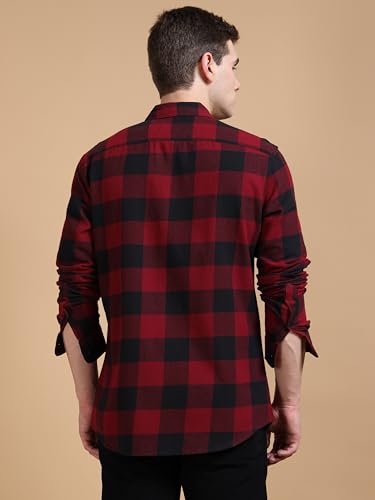 Image of StitchX Men's Slim Fit Brushed Cotton Buffalo Checkered Shirt