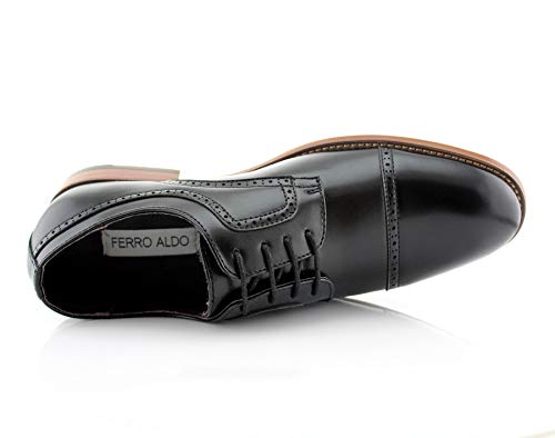 Image of Ferro Aldo Men's Modern Cap-Toe Derby Collection | Statement Dress Shoes in Floral, Woven, & Classic Styles