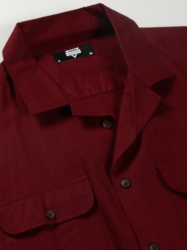 Image of Thomas Scott Men's | Solid | Full Sleeve | Regular Fit | 100% Cotton | Double Flap Pocket | Spread Collar | Casual Shirt