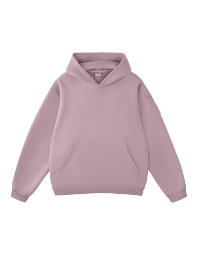 FAIABLE Heavyweight Fashion Hoodies & Sweatshirts for Men Women Couples Pink Oversized Soft Hooded Sweatshirts Pullover Sweaters Winter Gym Athletic Travel Hoodies with Hidden Pocket,Pink,Medium